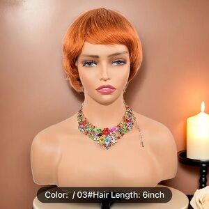 Short Orange Wig for Women, wig-Ginger Orange Pixie Cut Bob Wig-6 inches